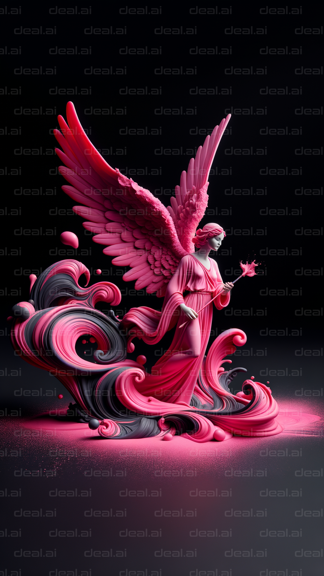 "Radiant Pink Angel in Artistic Flow"