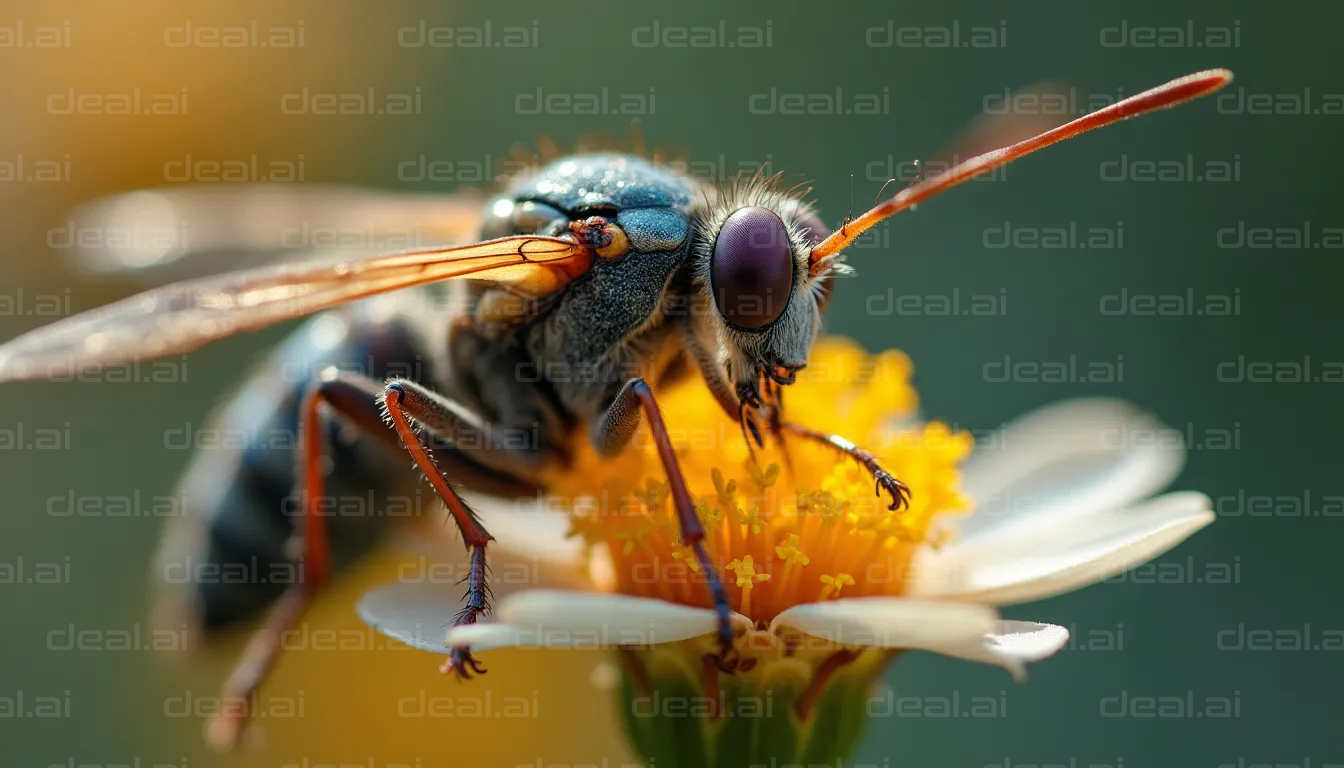 Macro Shot of a Bee on a Flower