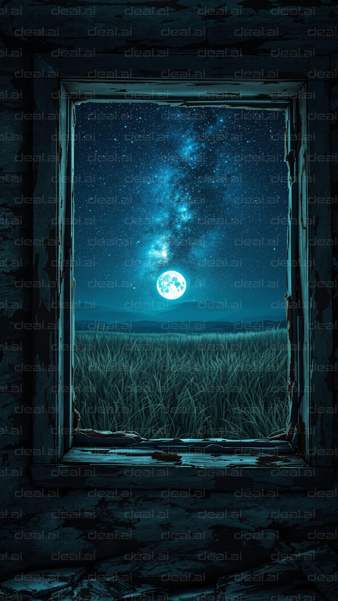 "Starlit Night Through a Rustic Frame"