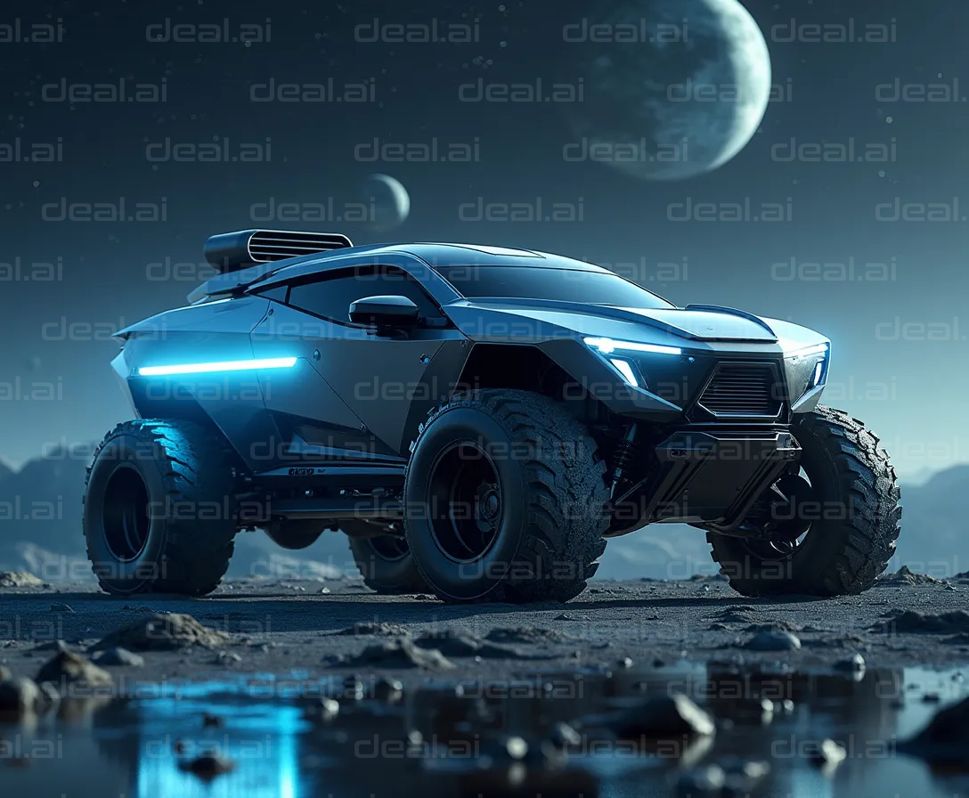 Futuristic Off-Road Vehicle in Moonlight