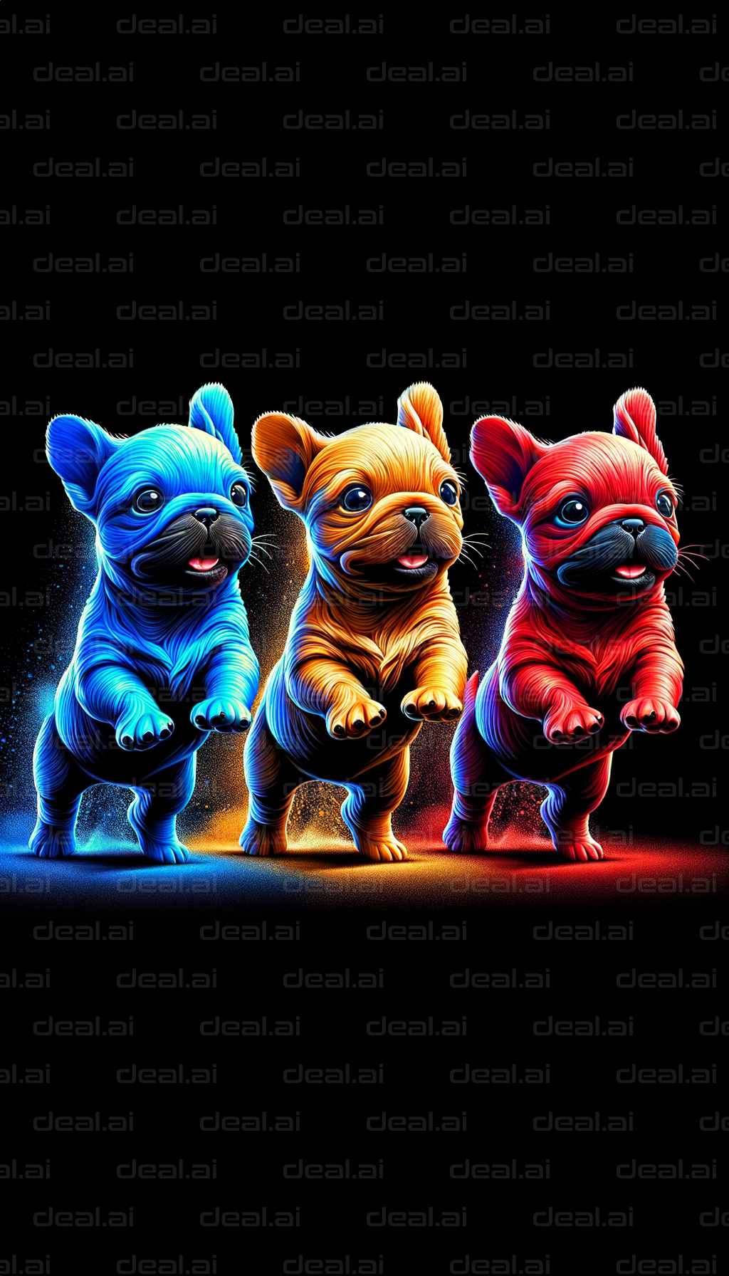 "Colorful Trio of Adorable Puppies"