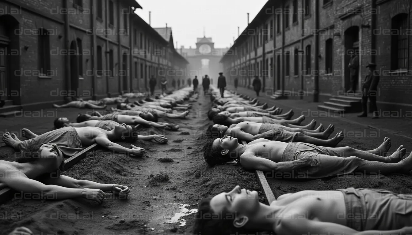 Historical Prison Yard Scene