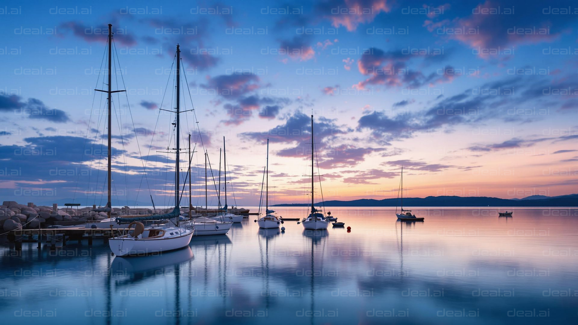 Tranquil Sunset Harbor Scene
