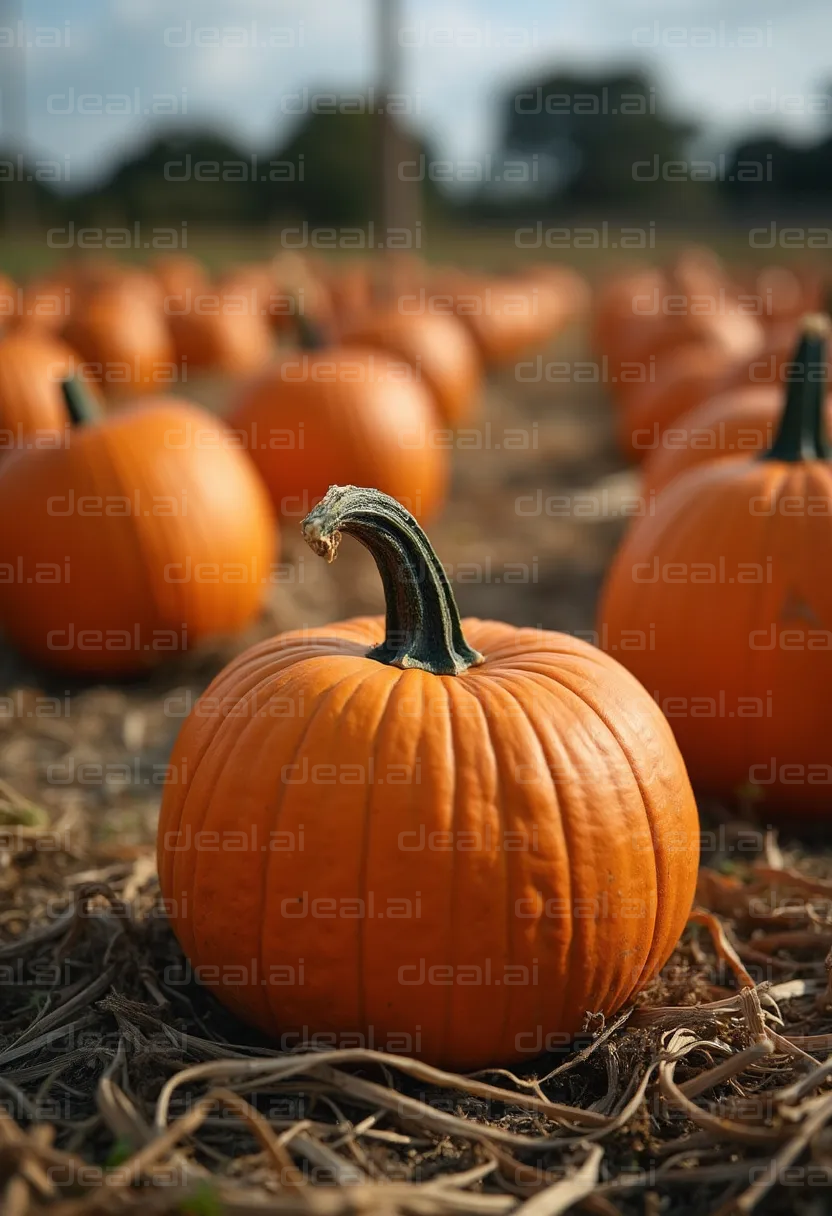 Pumpkins in a Field