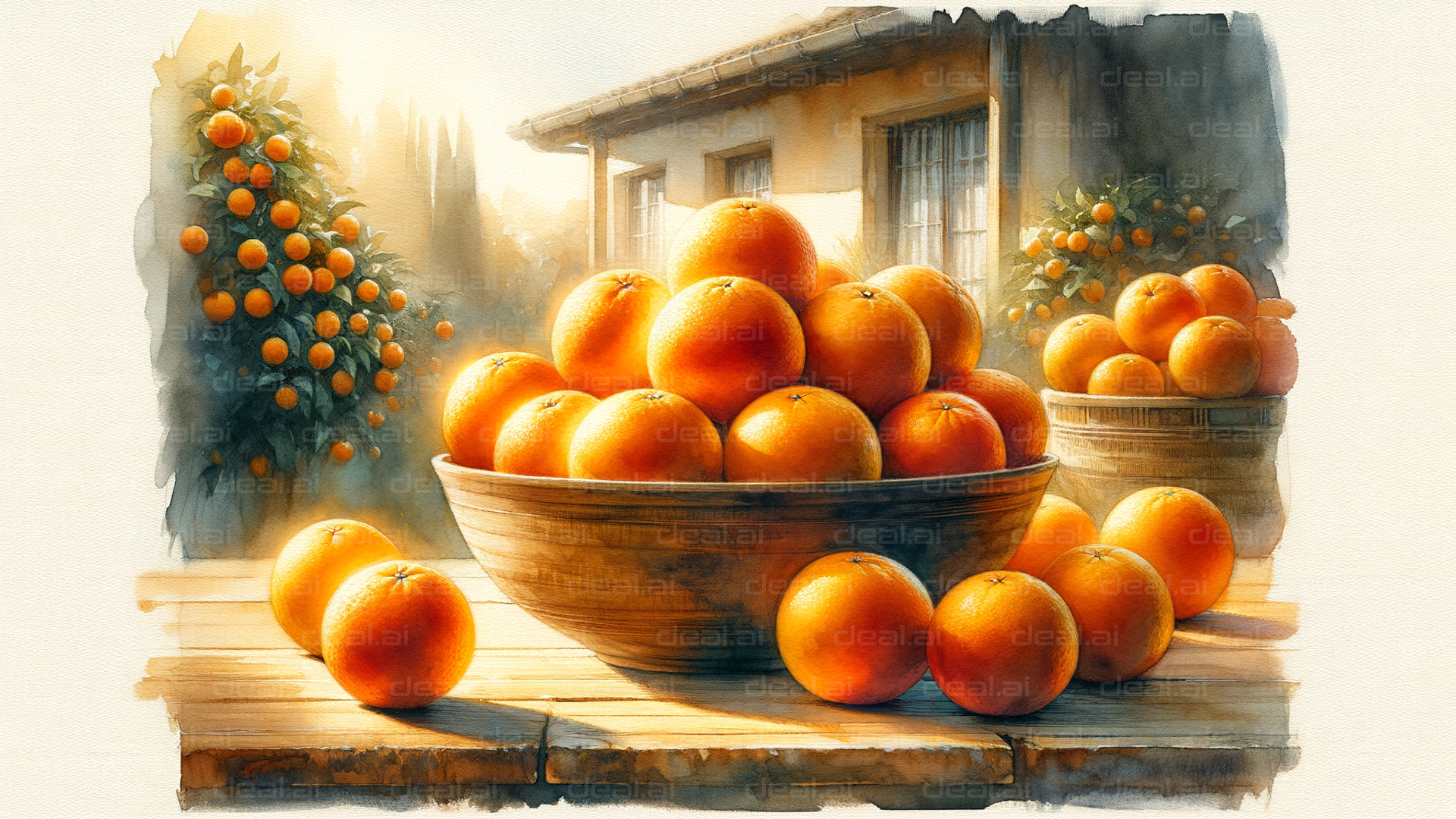 "Sunlit Basket of Oranges"