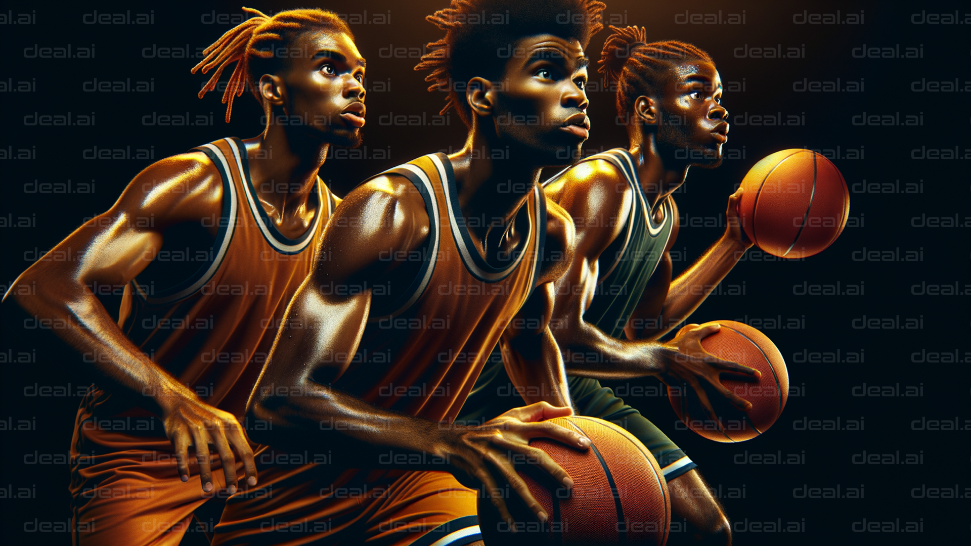 Basketball Trio in Action