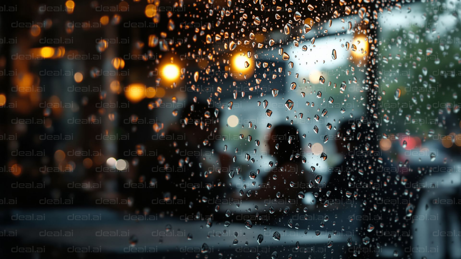 "Raindrops by Warm Lights"