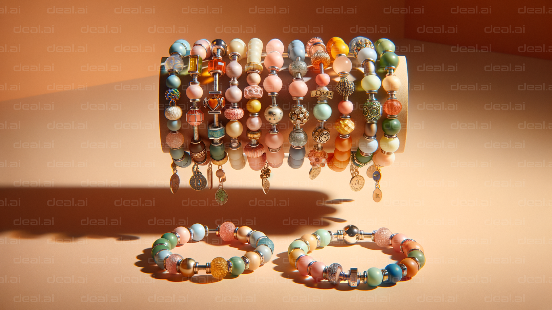 Colorful Beaded Bracelets Display