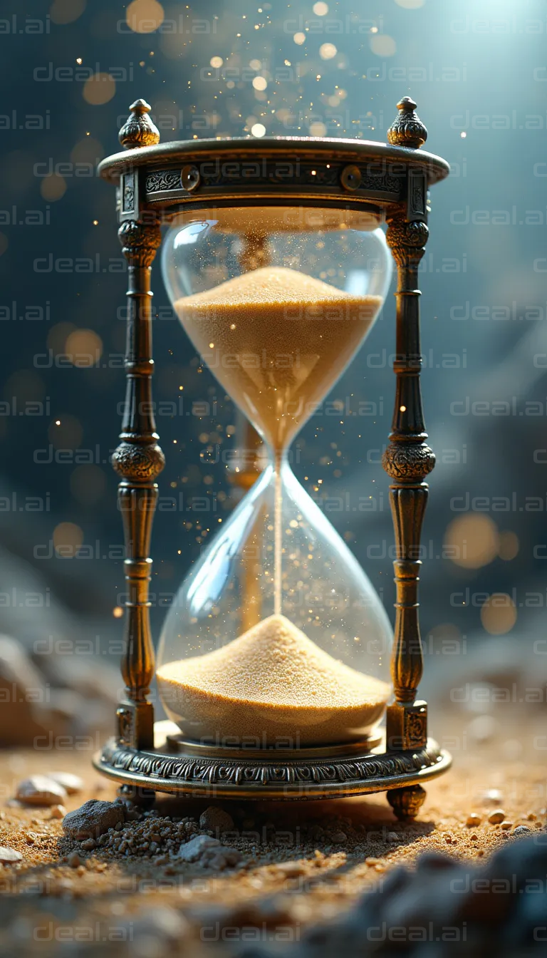 "Ethereal Hourglass in Time's Embrace"