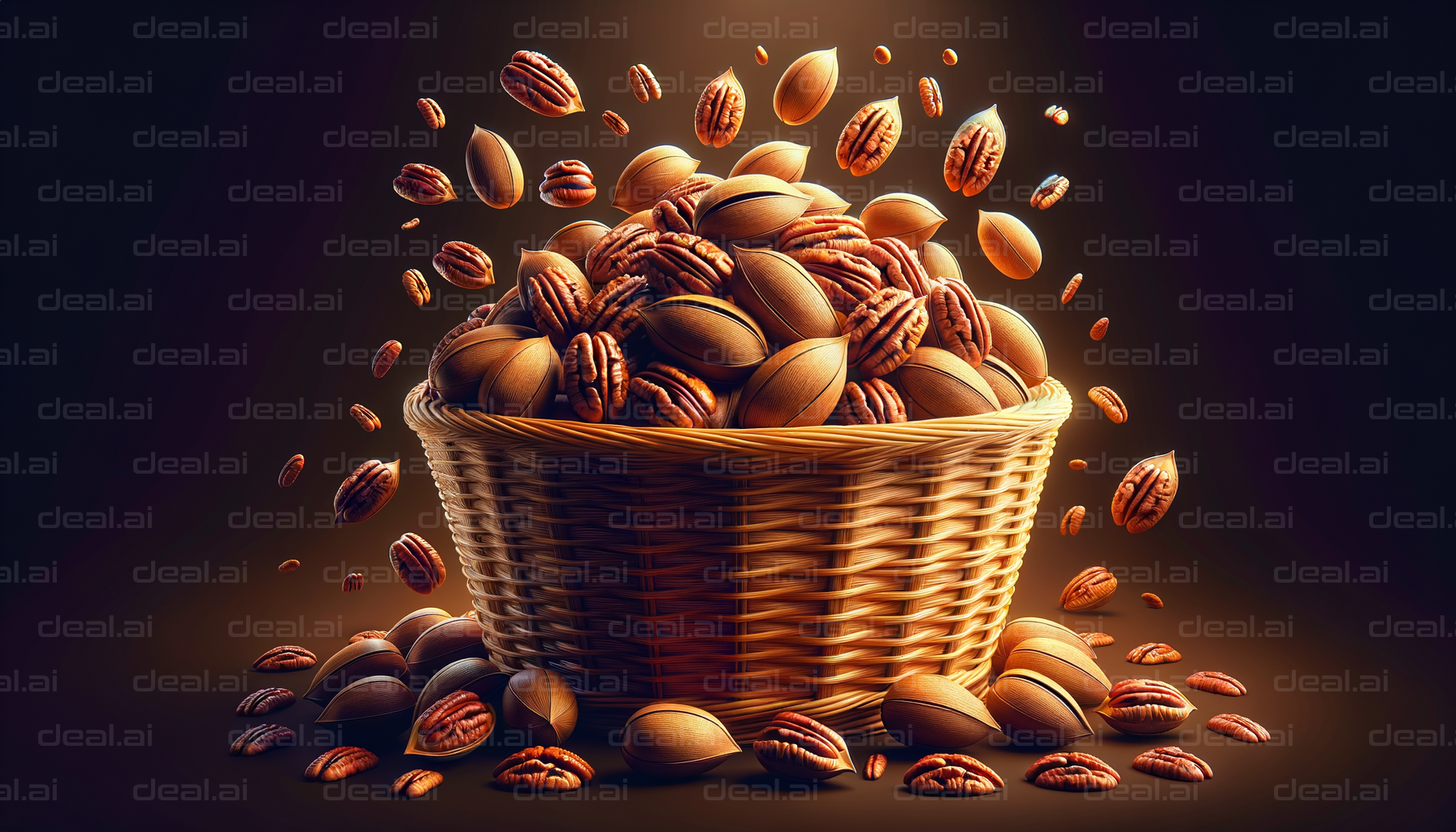 Basket of Pecans in Motion