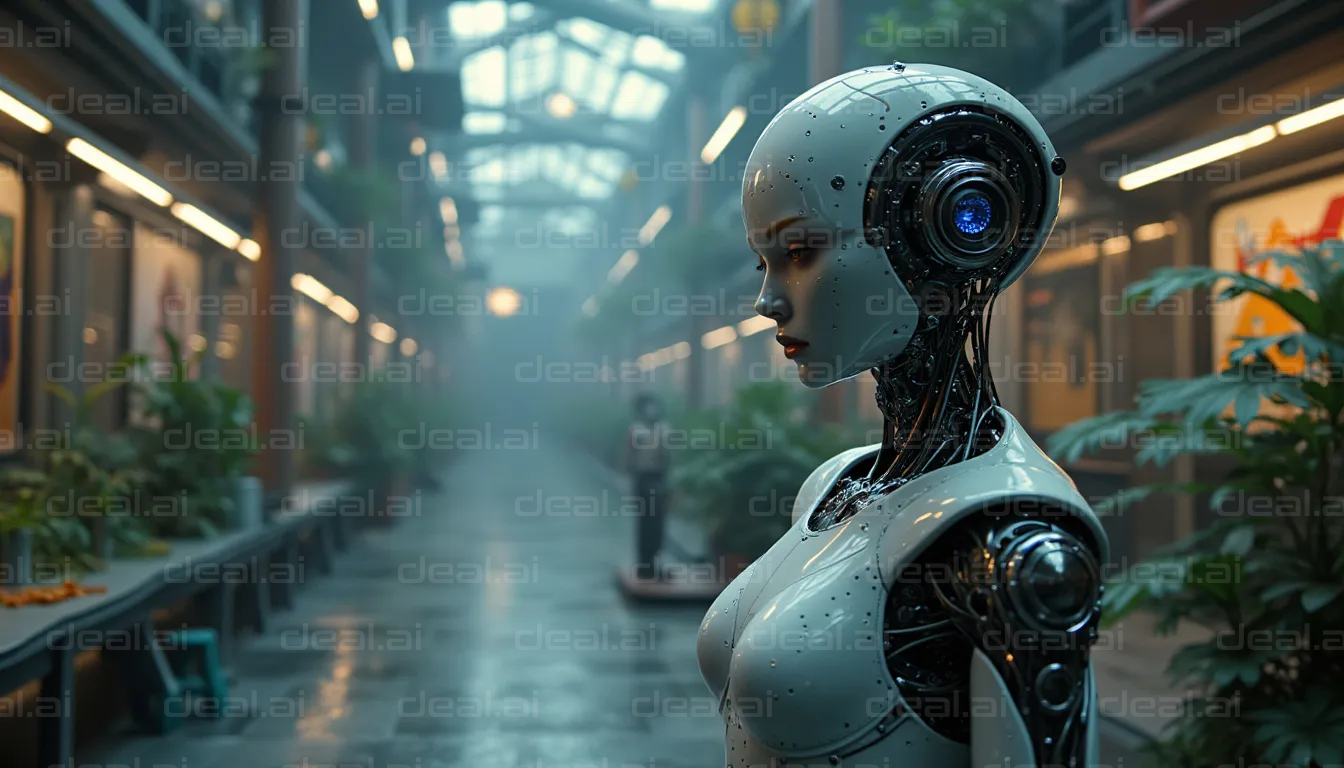 Futuristic Robot in Urban Setting