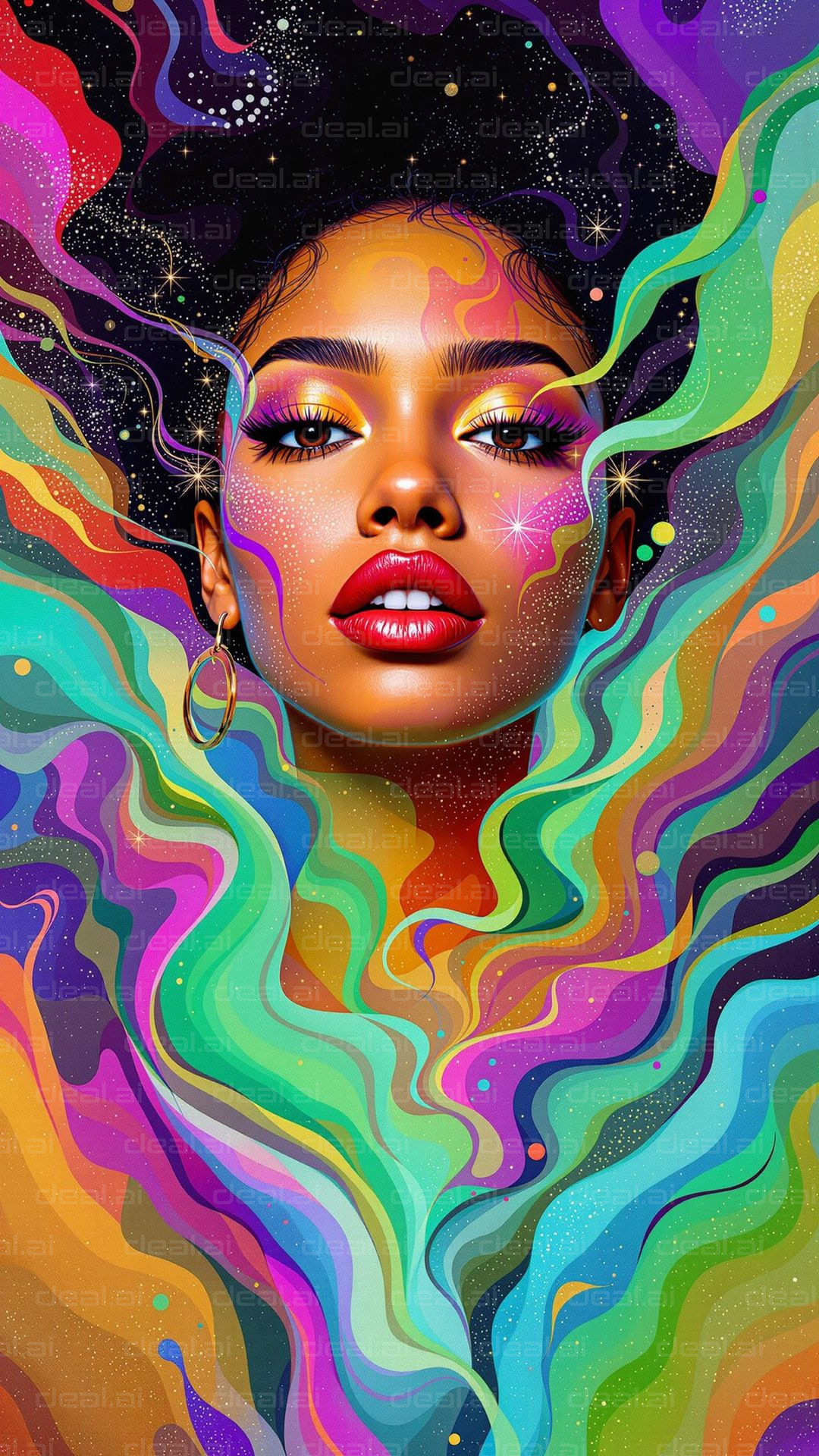 Vibrant Cosmic Portrait Artistry