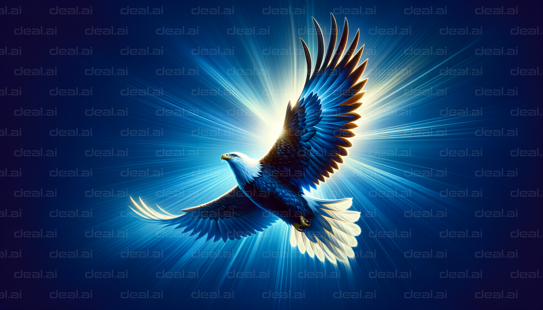 "Eagle Soaring in Radiant Sky"