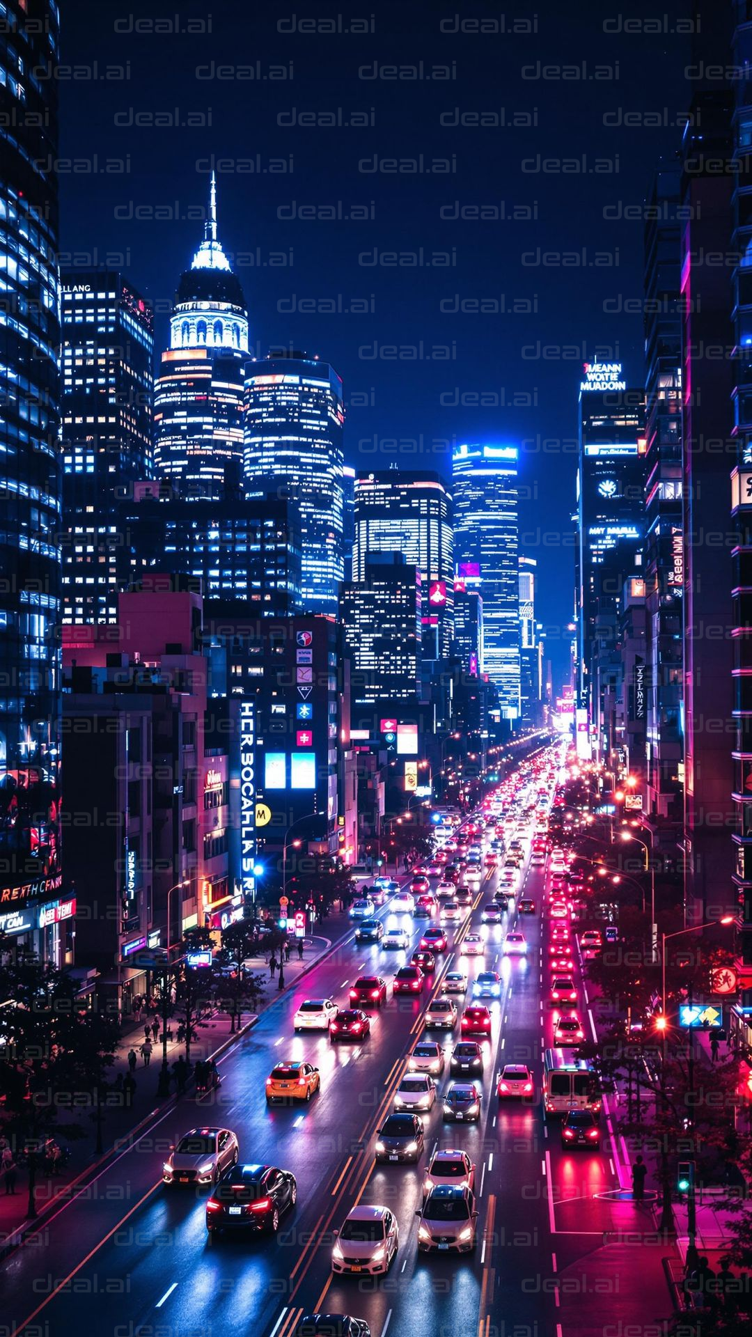 "Neon City Traffic at Night"