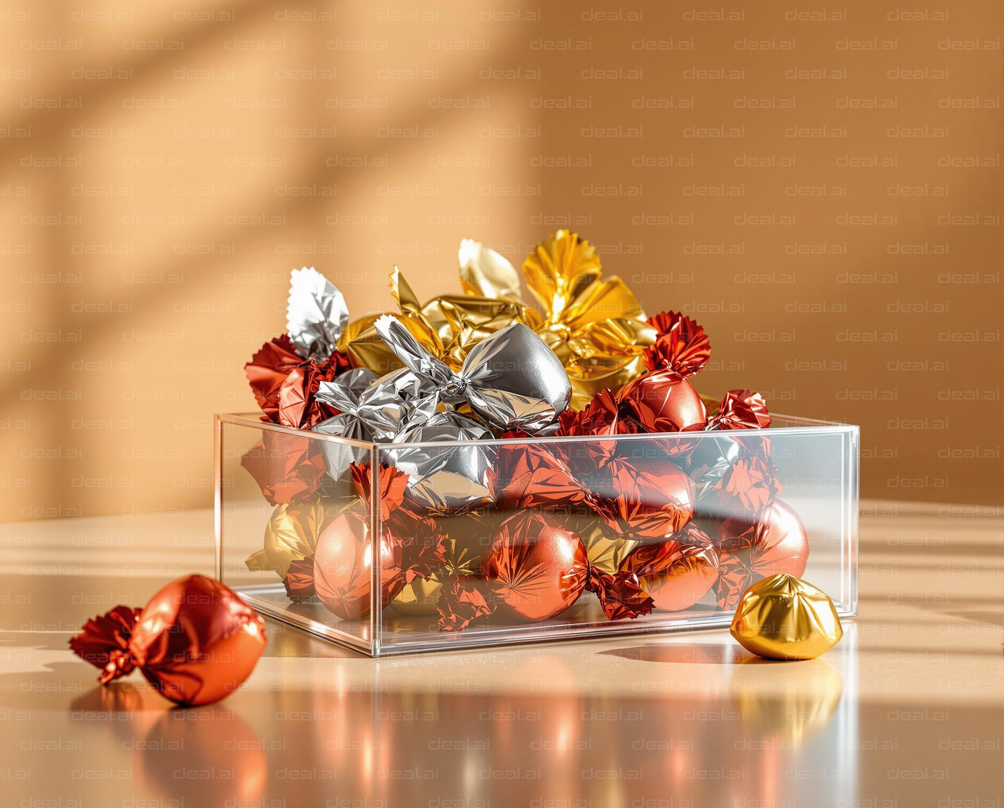 Colorful Candies in a Clear Box