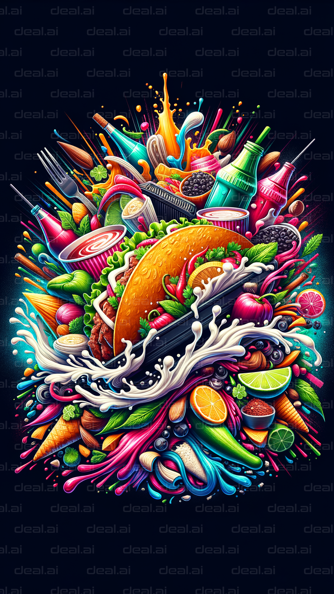Colorful Food Explosion Artistry