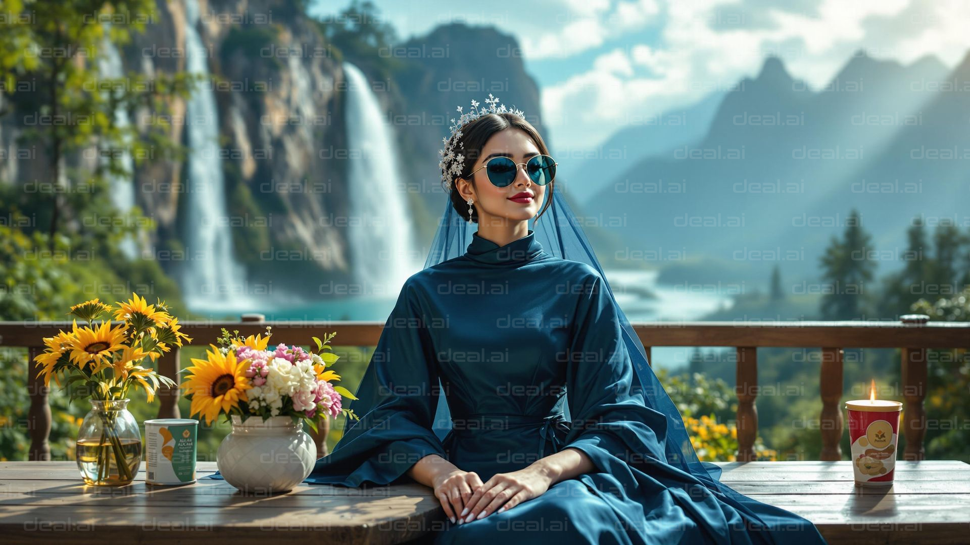 Elegant Serenity by the Waterfalls