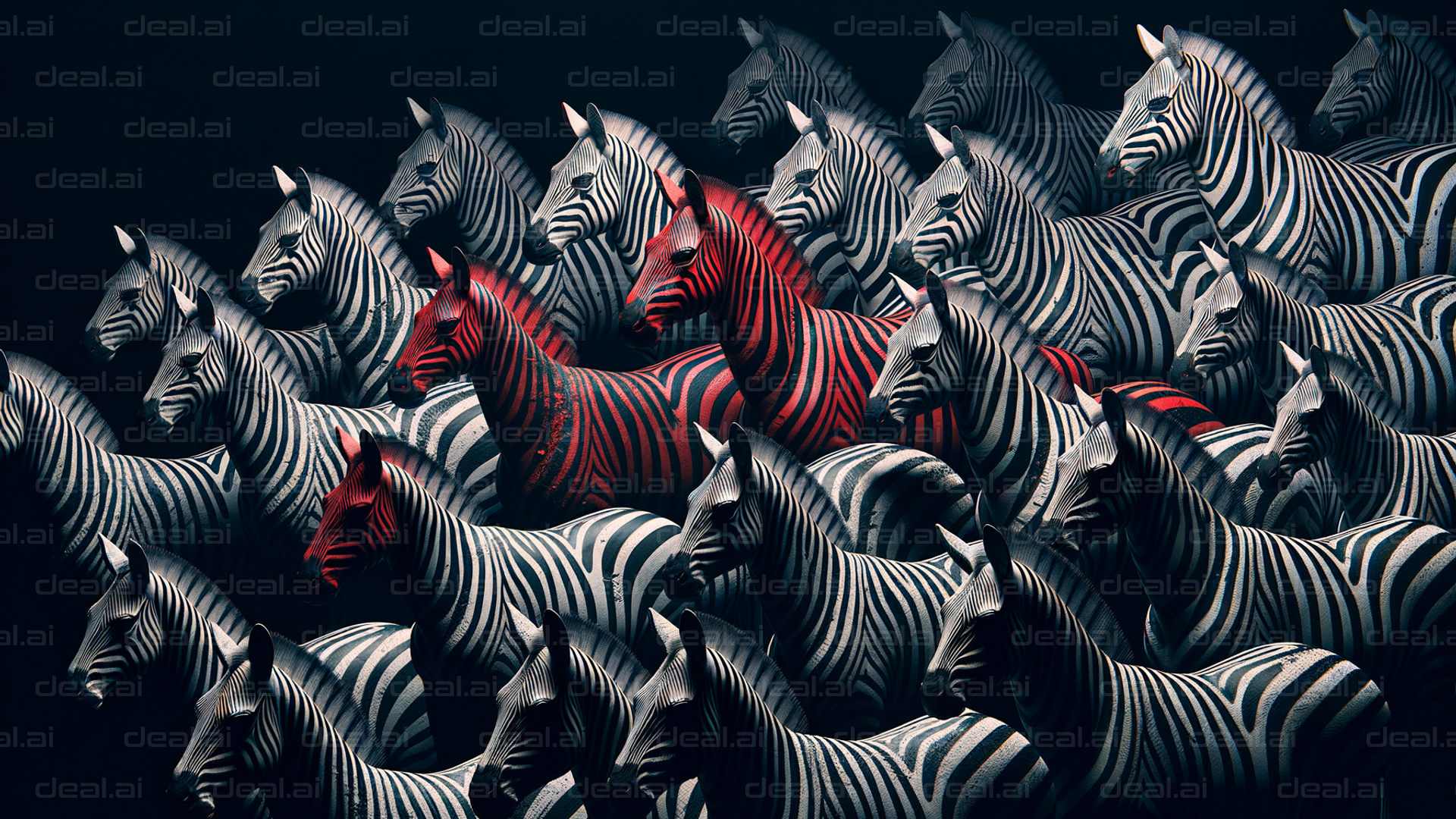 Red and Black Zebra Among Stripes