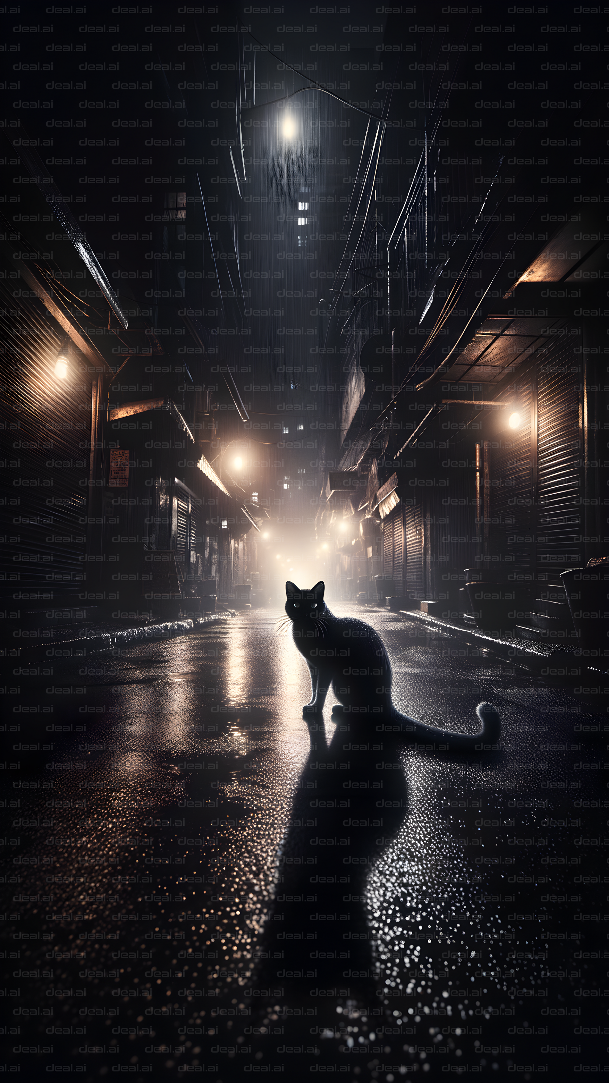 Cat in the Rainy Alleyway