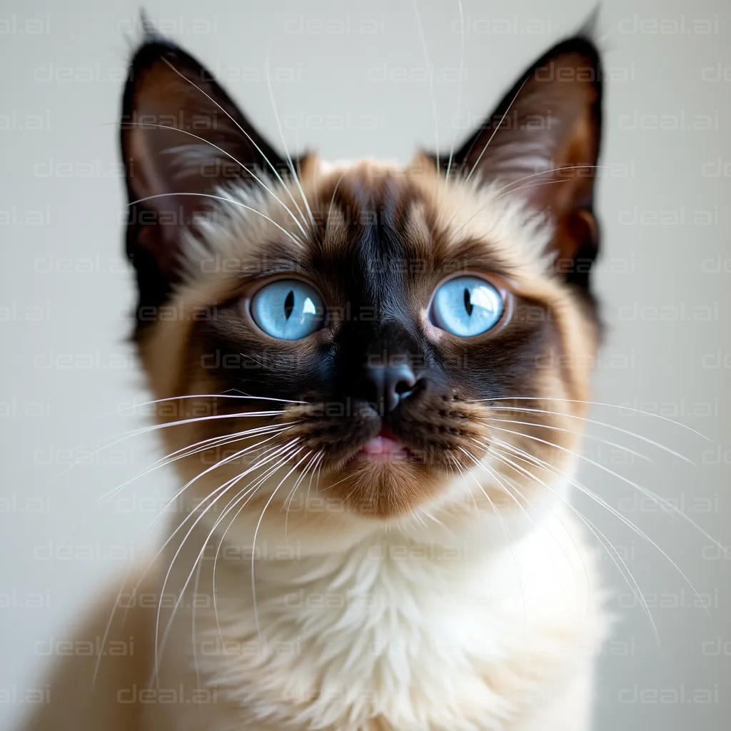 Blue-Eyed Siamese Cat Close-Up