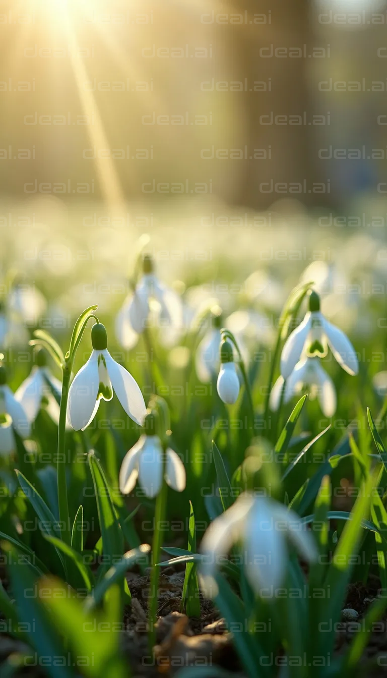 "Sunlit Snowdrops in Springtime"