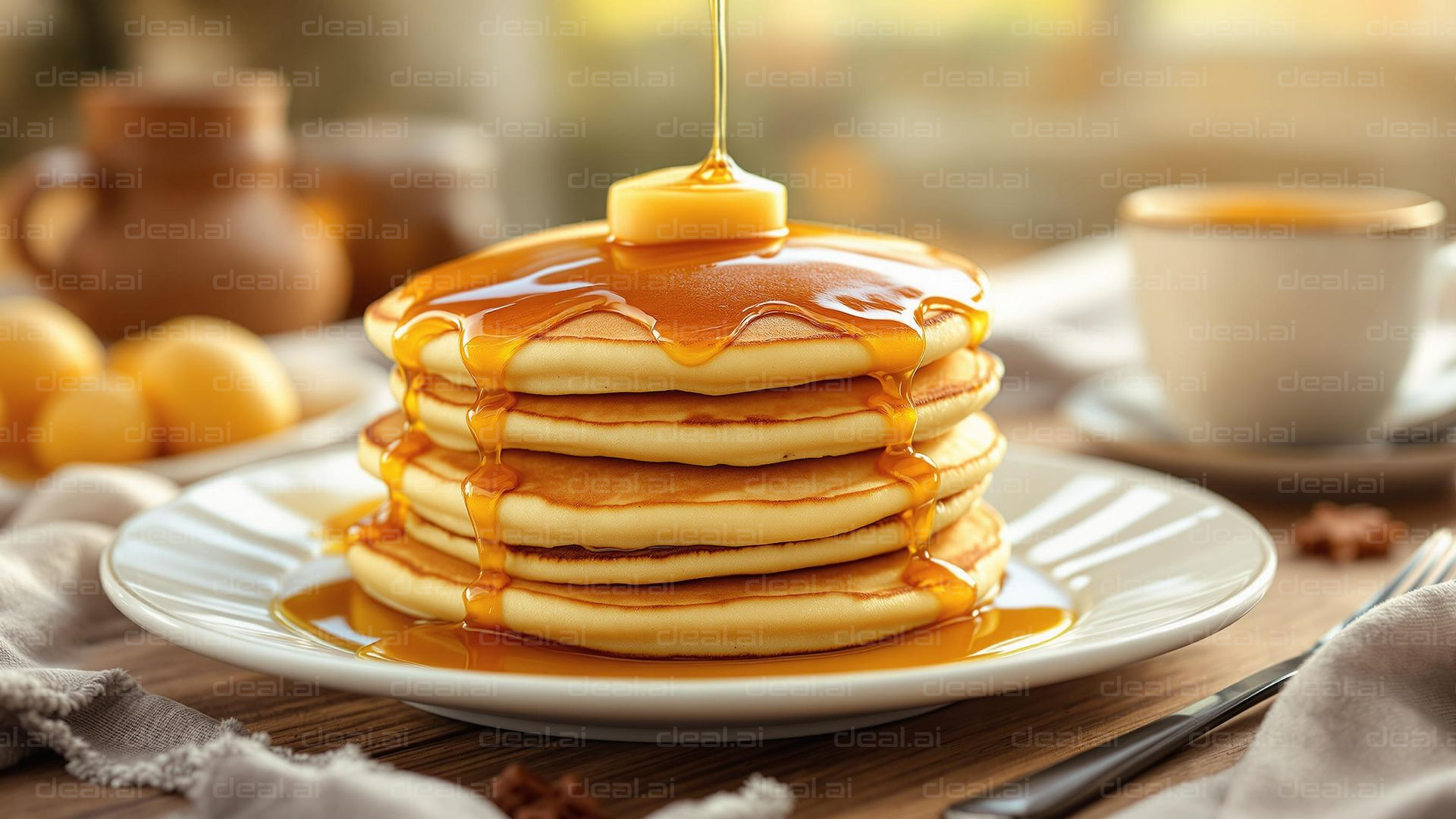 "Stack of Pancakes with Syrup Bliss"