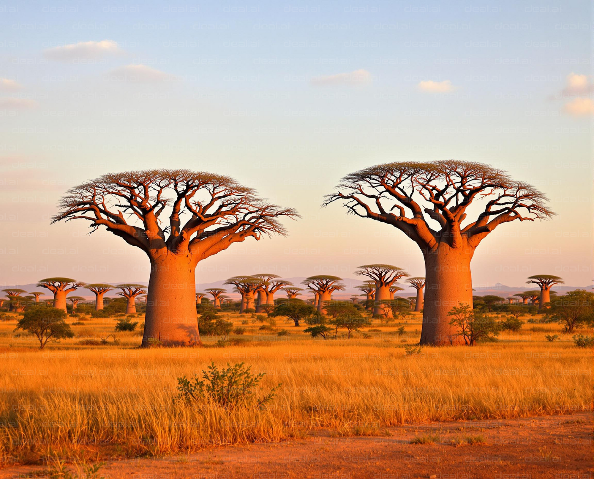 Baobab Trees at Sunset