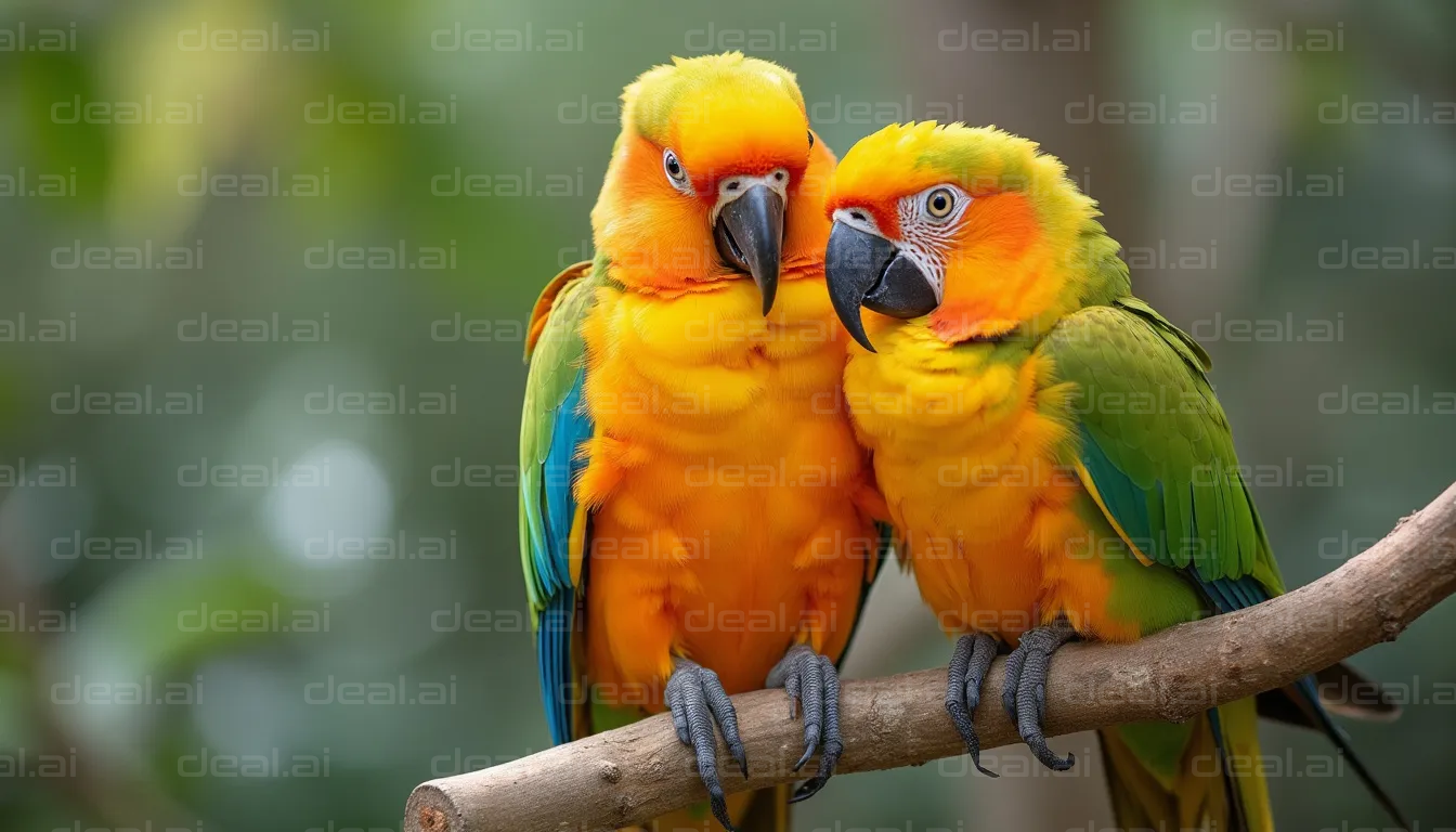 "Colorful Parrots Perching Together"
