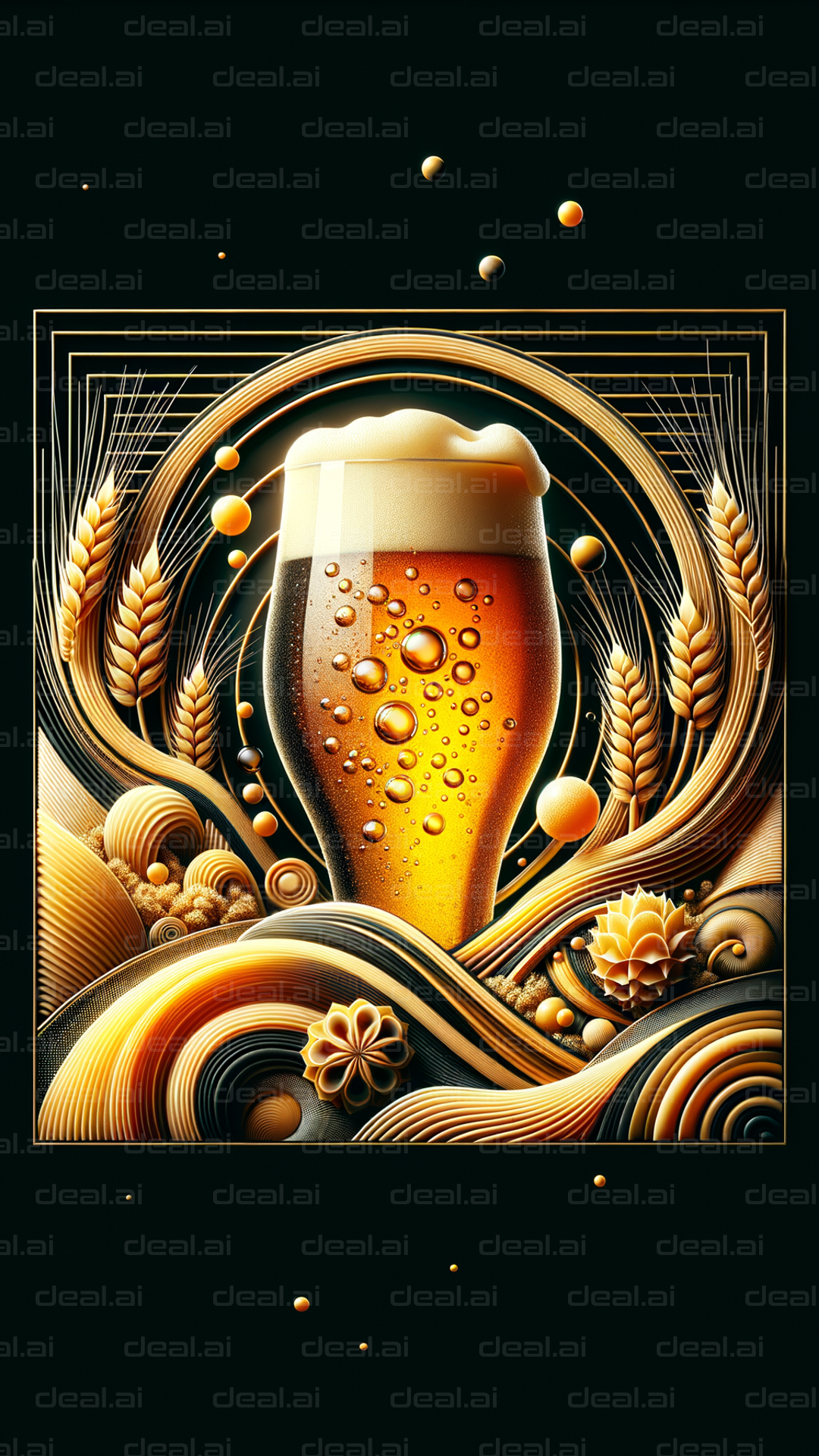 "Artistic Beer and Wheat Illustration"