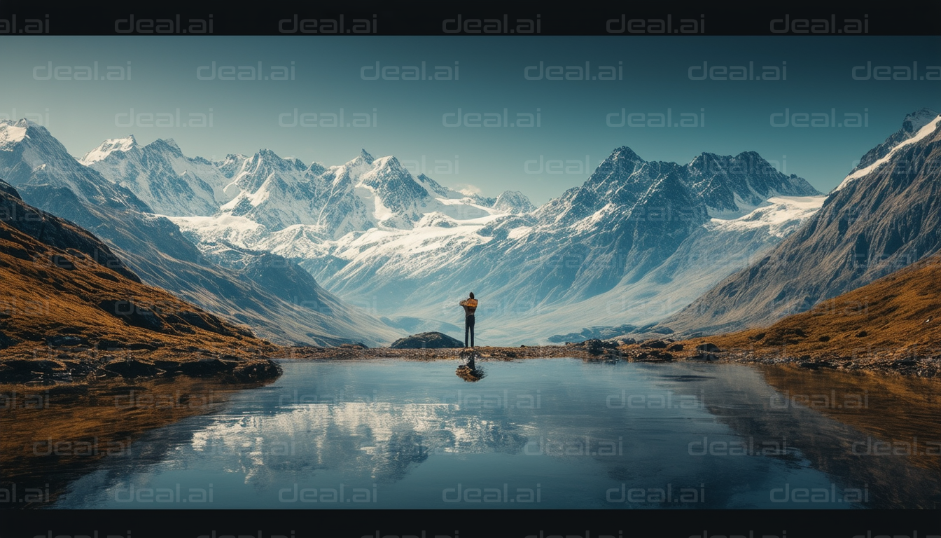 Solitary Figure in Majestic Mountains