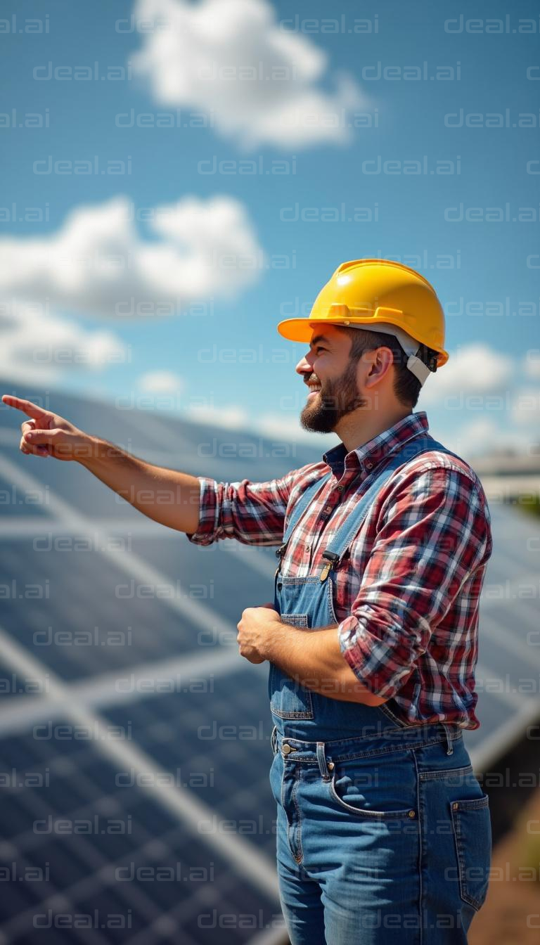 Engineer Supervising Solar Panel Array