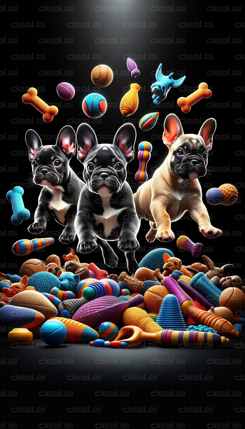 "Playful Puppies and Colorful Toys"