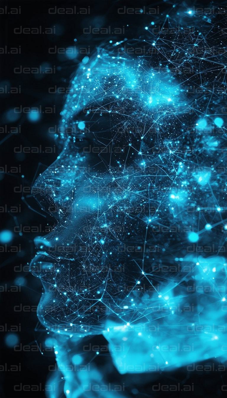 Digital Mindscape in Neon Blue