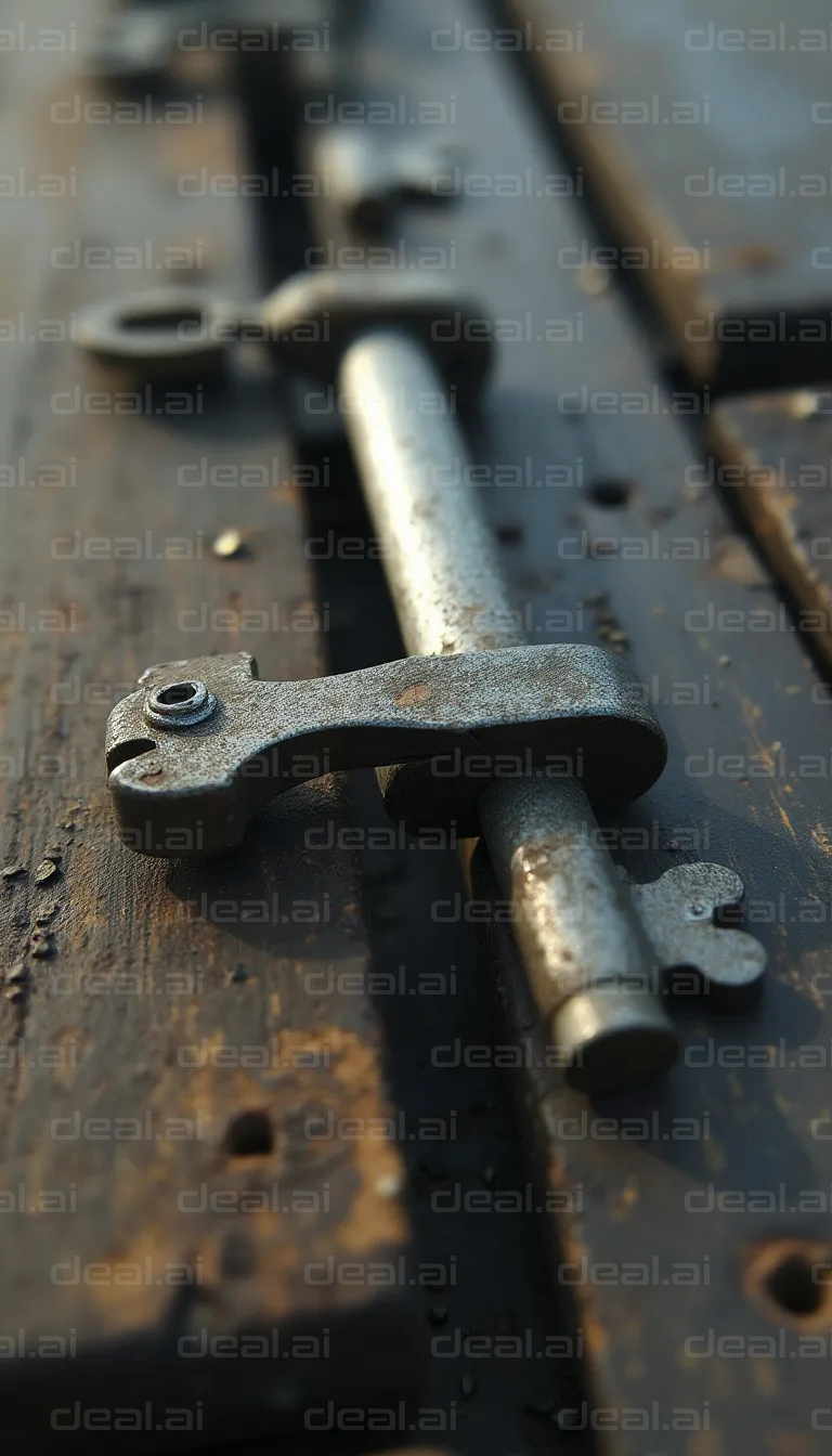 "Close-up of Rustic Metal Bolt Mechanism"