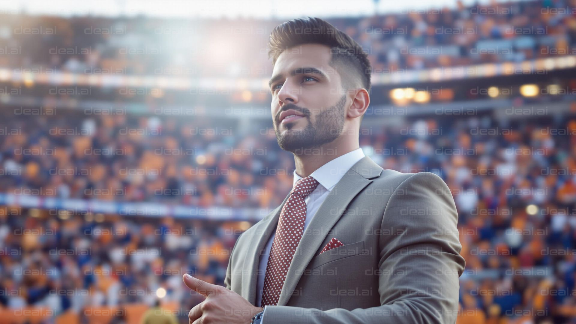 Confident Man in a Stadium