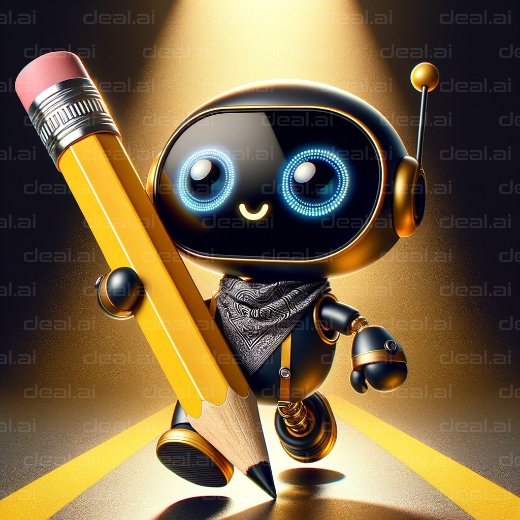 Robot with Giant Pencil: Ready to Draw!