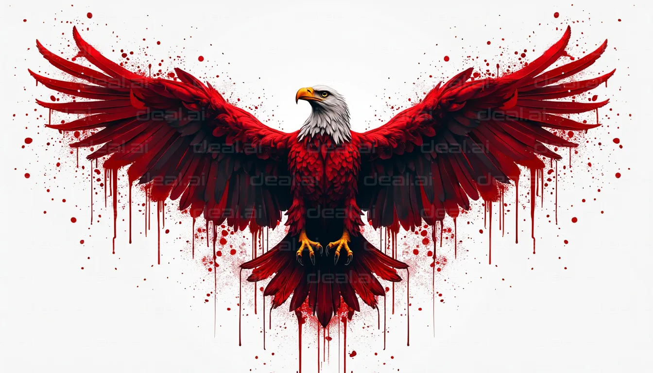"Crimson Eagle in Flight"