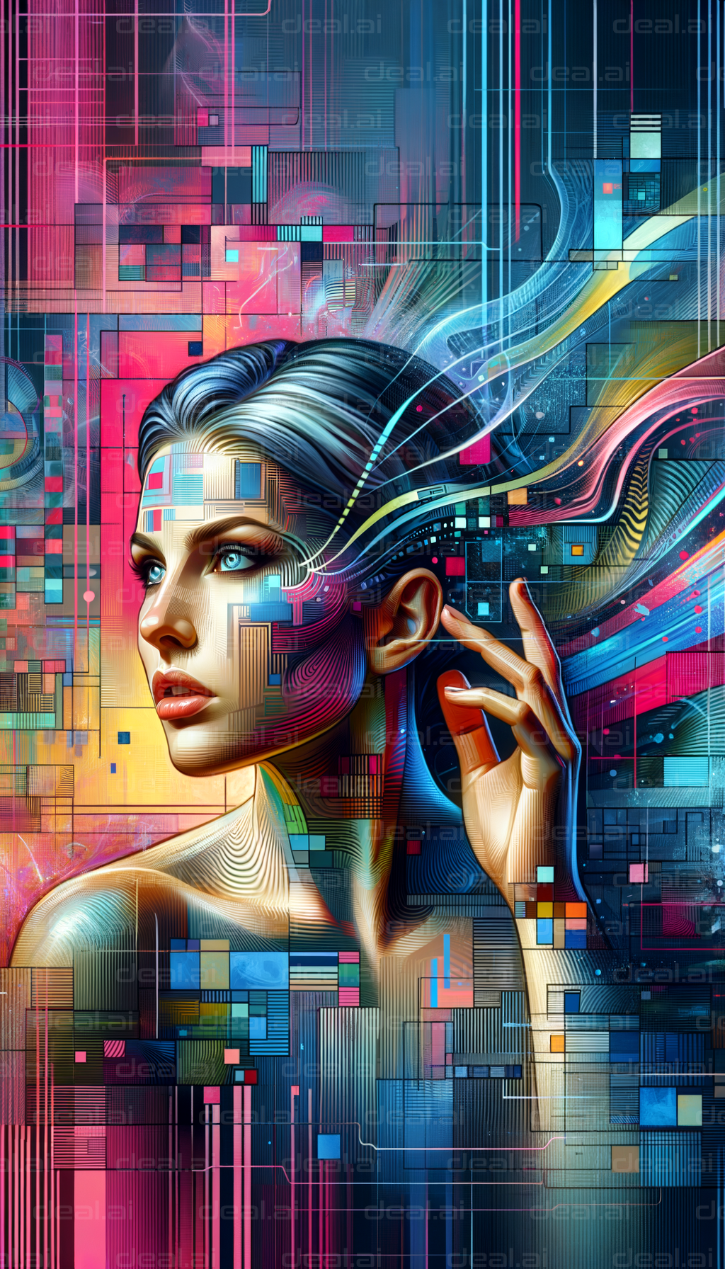 "Digital Dreamscapes: Techno Beauty"