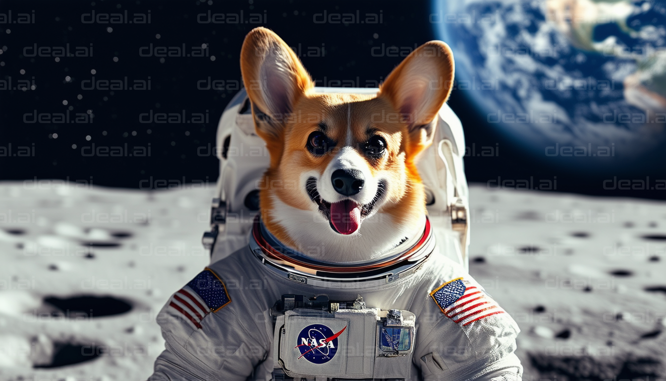 Corgi Astronaut on the Moon