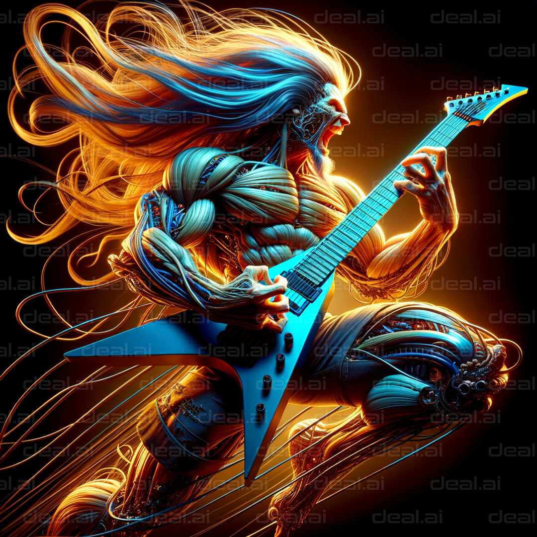 Cyber Guitarist in Fiery Performance