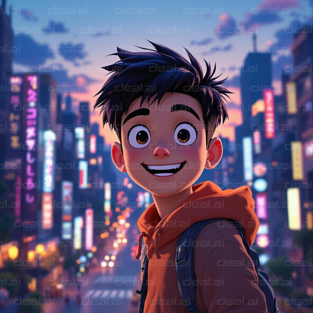 Anime City Adventure at Sunset