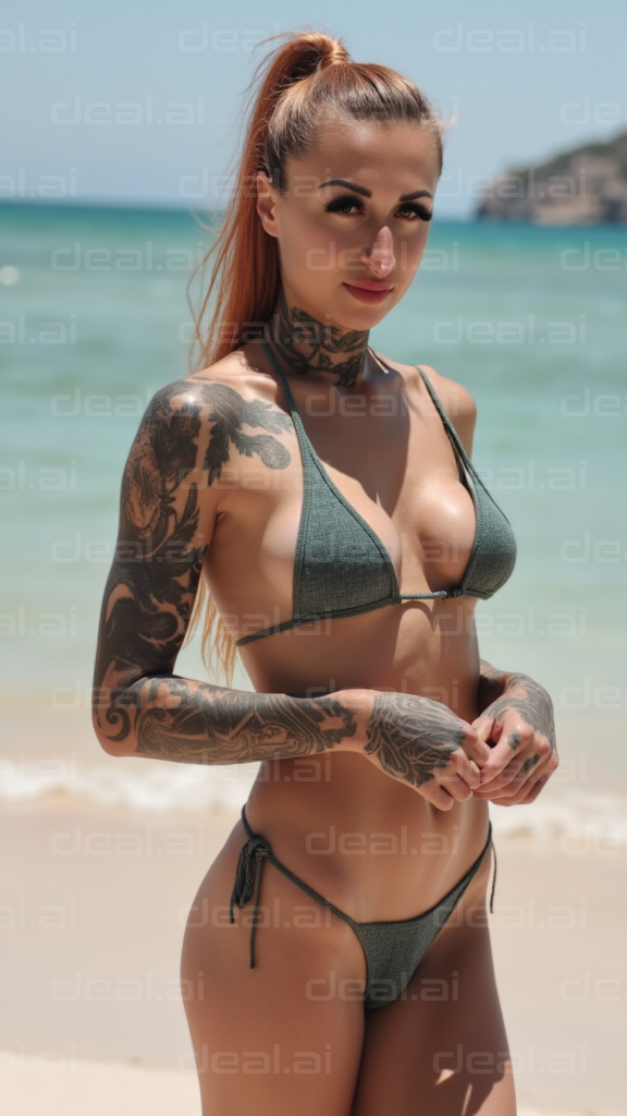 Tattooed Beauty on the Beach