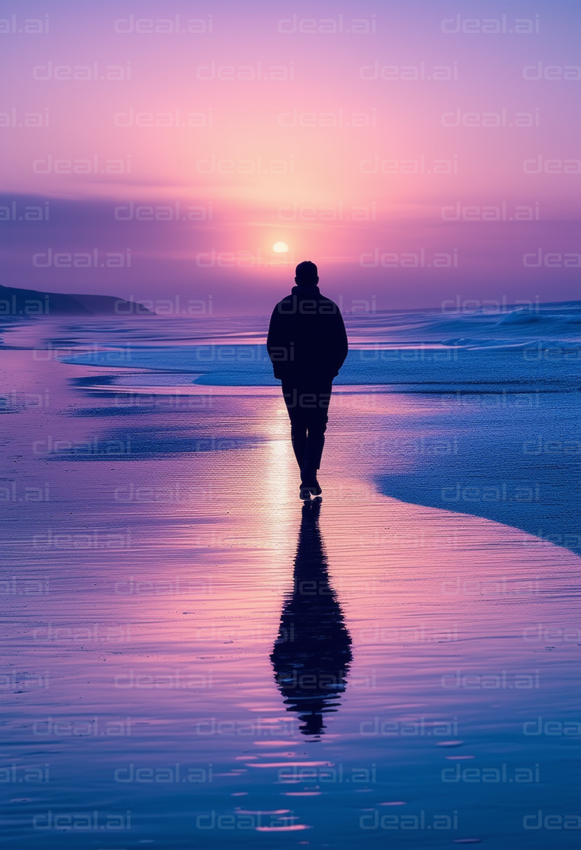 "Solitary Walk at Sunrise"