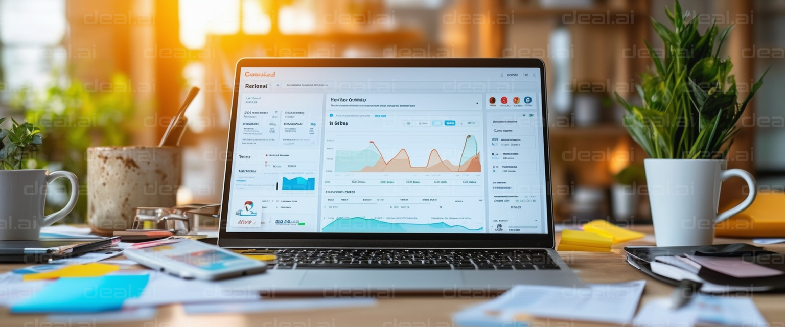 "Business Analytics Dashboard on Laptop"