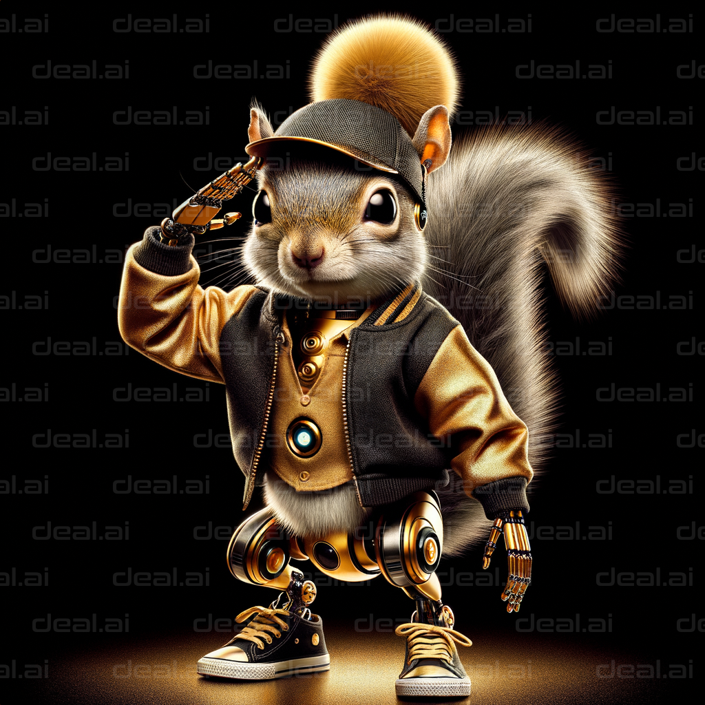 "Futuristic Squirrel in Stylish Gear"