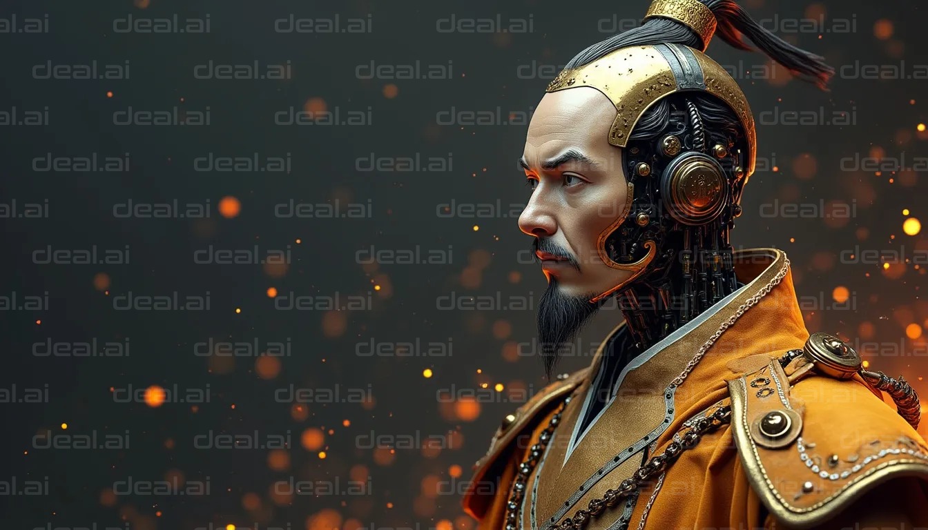 Cyborg Samurai with Glowing Sparks