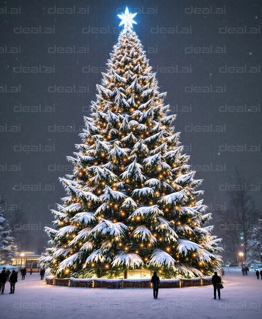 Majestic Snowy Christmas Tree