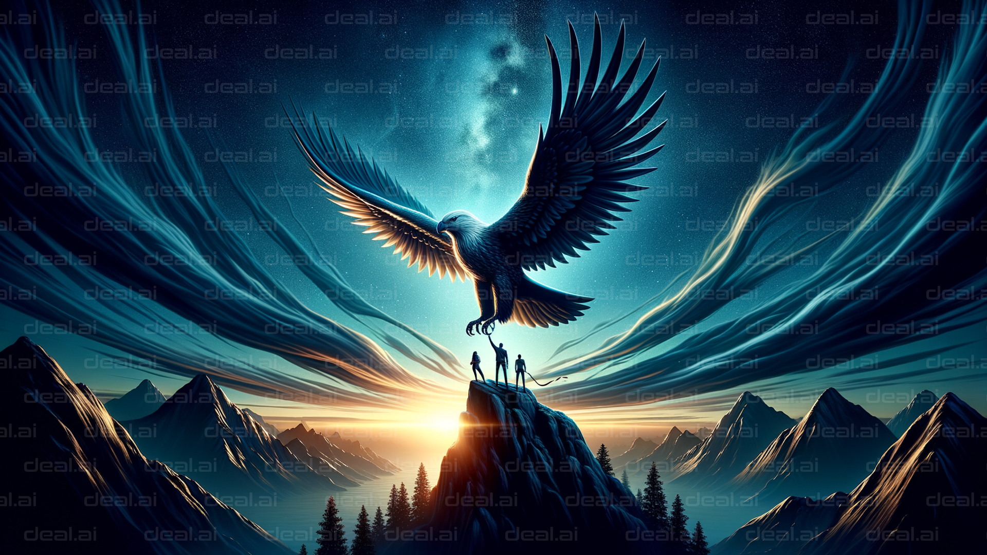 "Majestic Eagle over Mountain Peak"