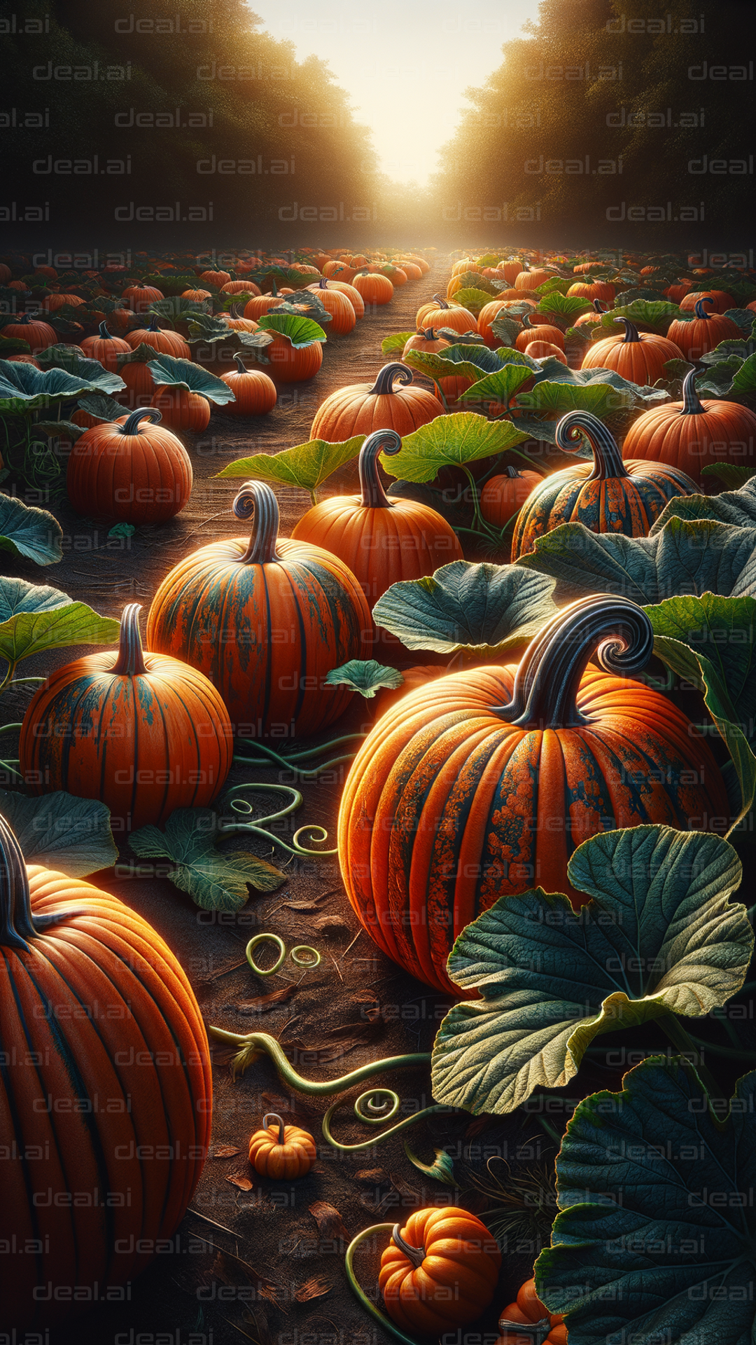 "Sunlit Pumpkin Patch in Autumn"