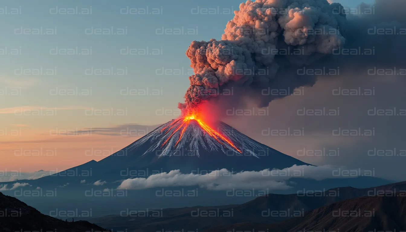 Volcano Eruption at Sunset